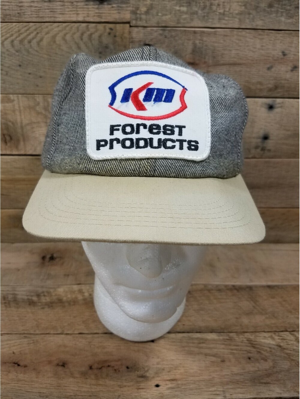 Vintage KM Forest Products Smapback Trucker Hat Cap Filth Crusty WORN